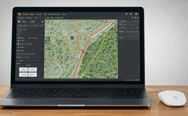 alt_text: Osoba analizująca plik GPX w programie Garmin na komputerze, otoczenie technologiczne i sportowe.