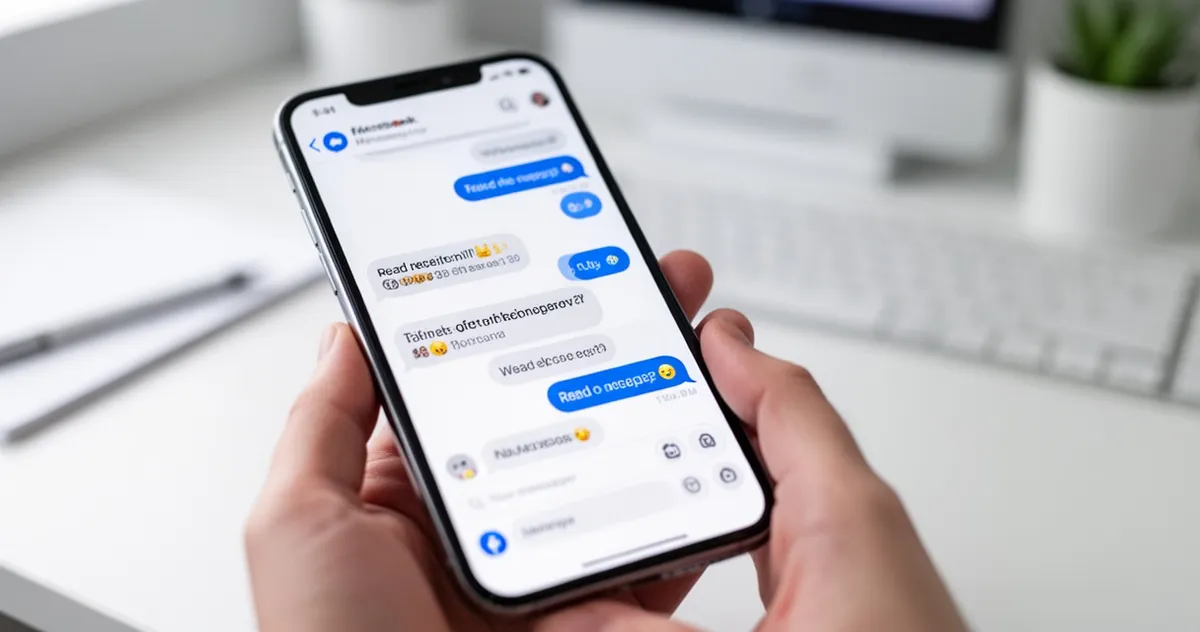 Smartfon z otwartą aplikacją Messenger – widoczne dymki wiadomości i potwierdzenia odczytania