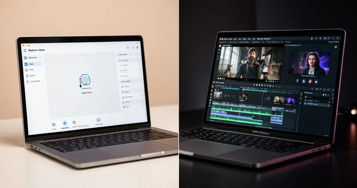 Porównanie prostego edytora wideo z interfejsem DaVinci Resolve