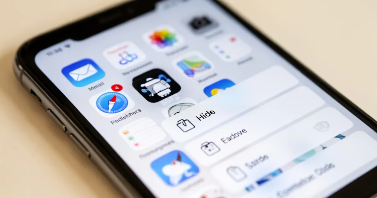 Menu kontekstowe aplikacji na iPhonie z opcją ukrycia