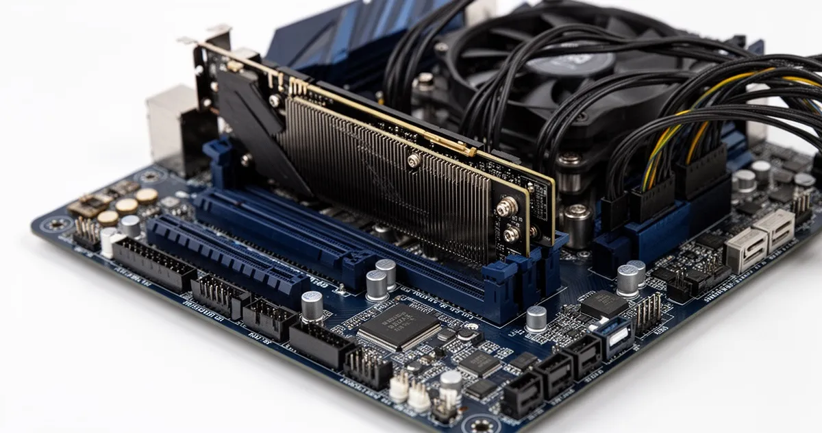 Karta graficzna zainstalowana w slocie PCIe na płycie głównej