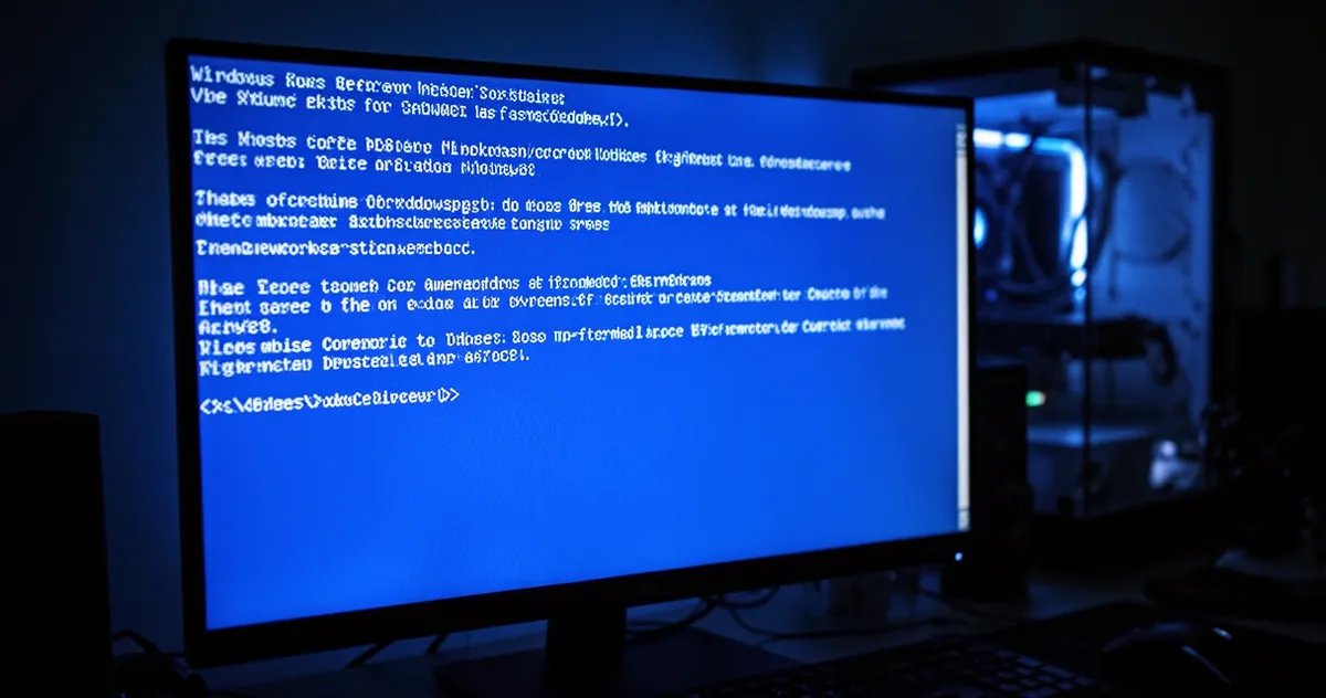 Niebieski ekran błędu BSOD na monitorze komputera